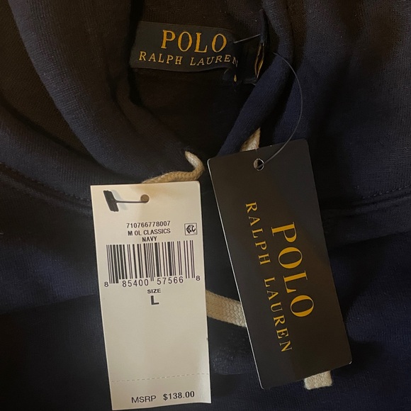 Ralph Lauren Navy Hoodie with Red Logo - Picture 2 of 5